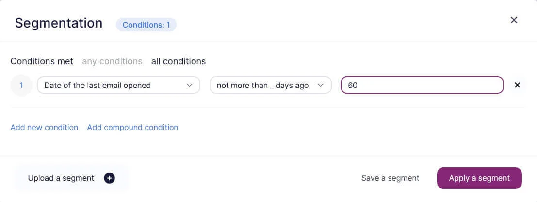 Contact list segmentation in Selzy