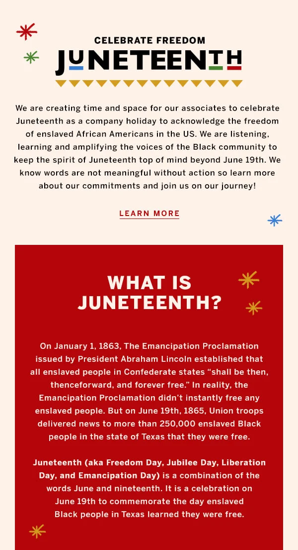 Celebrating Juneteenth email