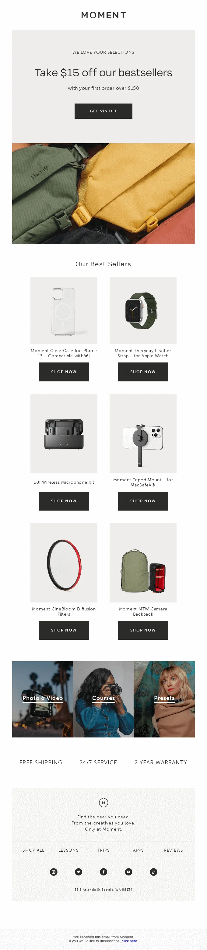 Special offer email by Moment