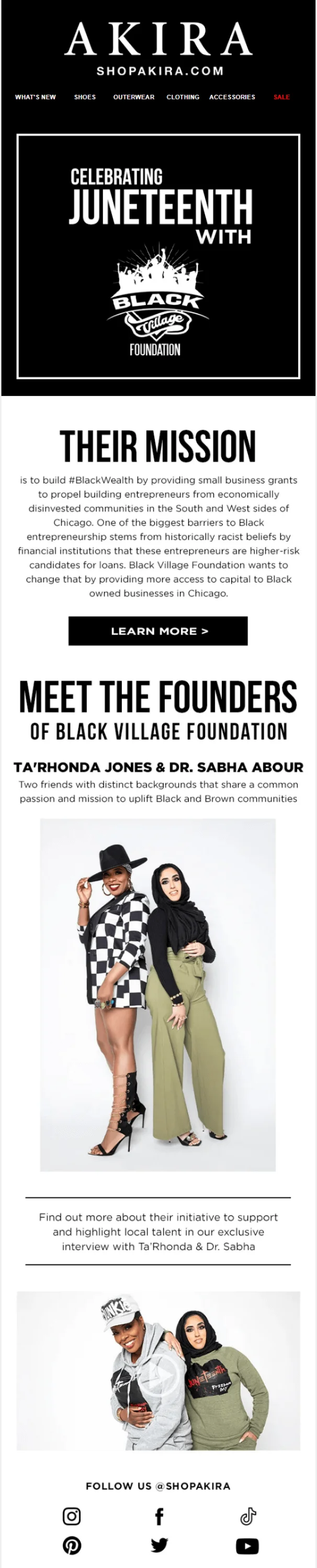 Juneteenth email from ShopAkira
