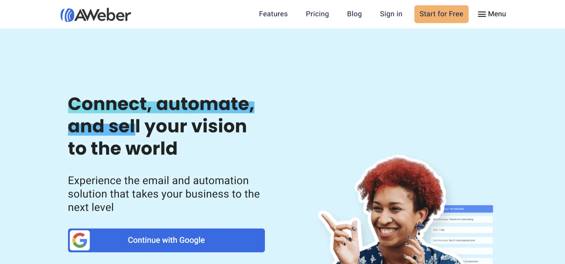 AWeber’s website main page