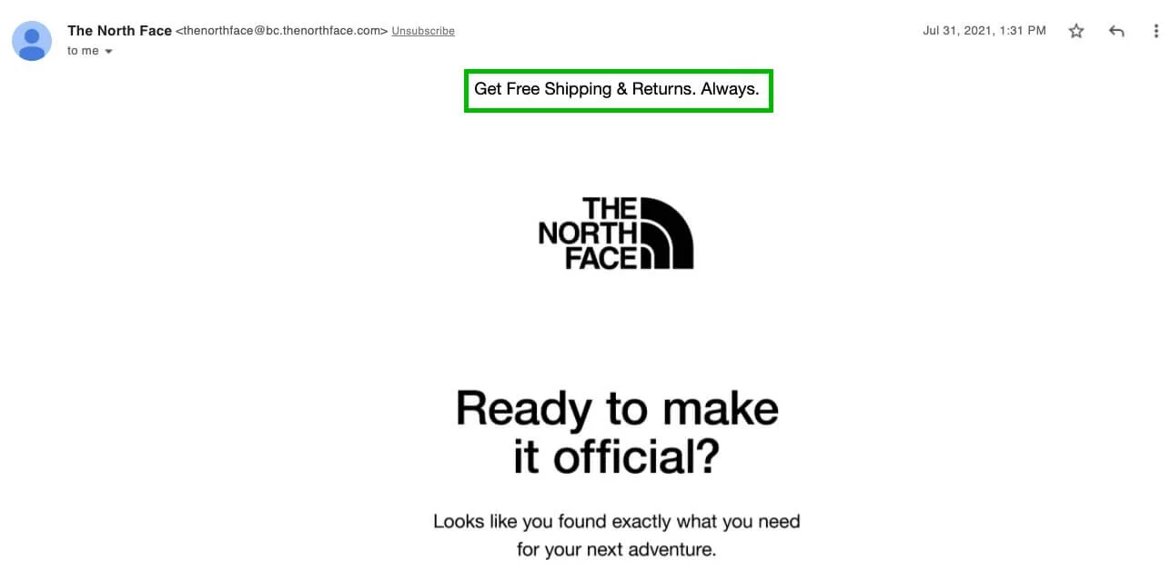 Preheader in the email