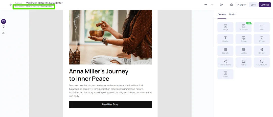 How to add an email preview