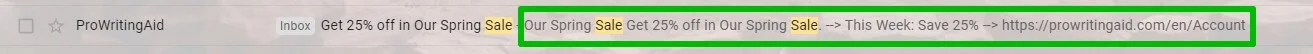 Urgency in the email preview text
