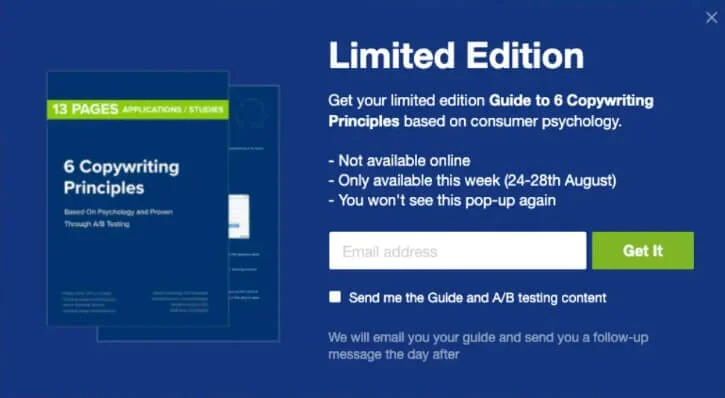 Limited offer in a sign-up form