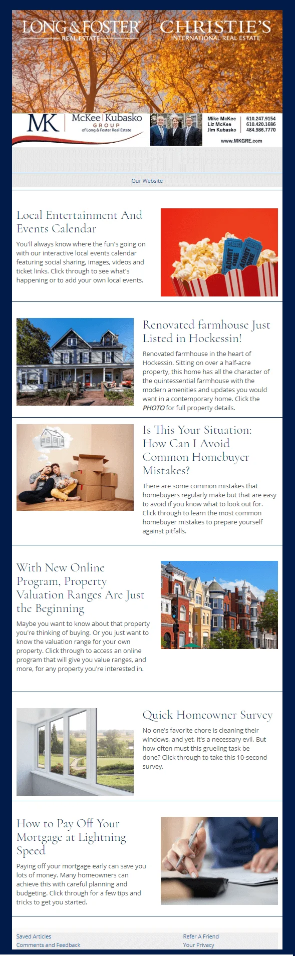 Events newsletter example