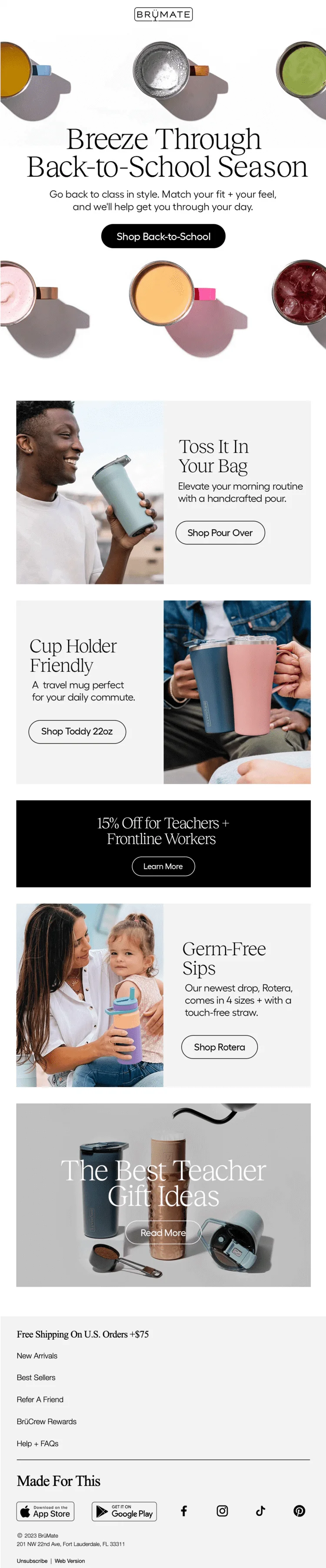 A back-to-school email with a clean one-column design