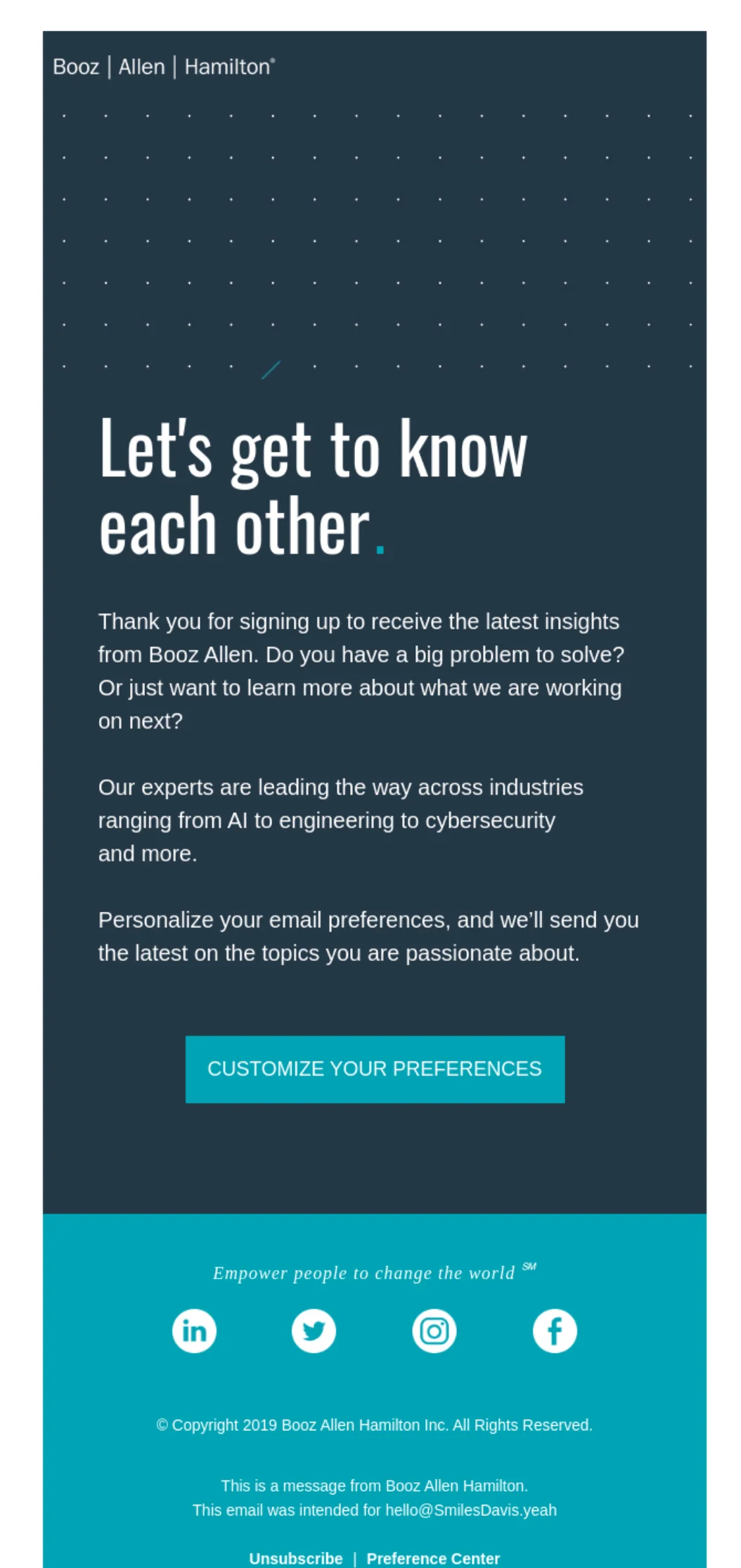 Email from Booz Allen Hamilton