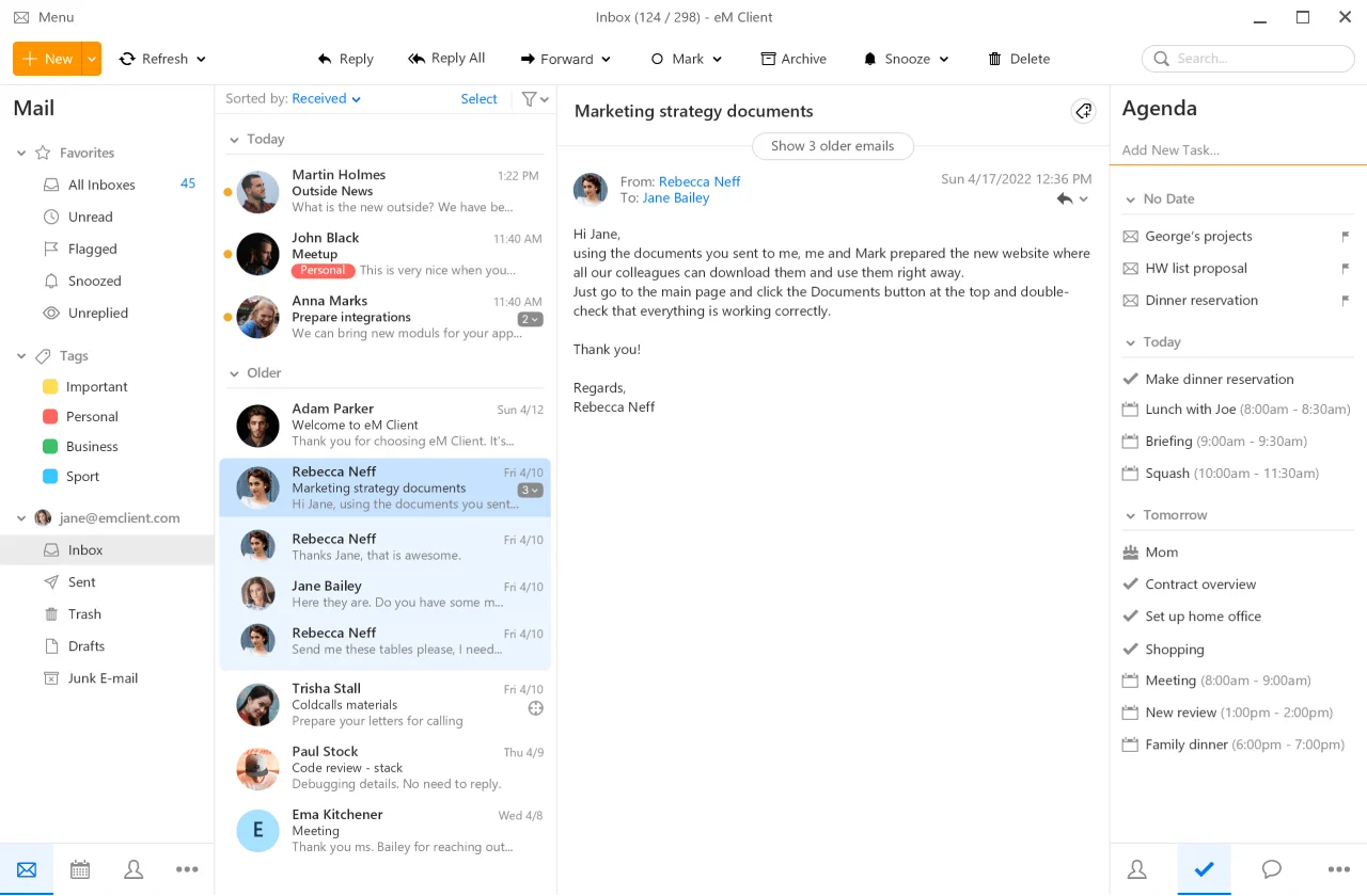 eM Client interface