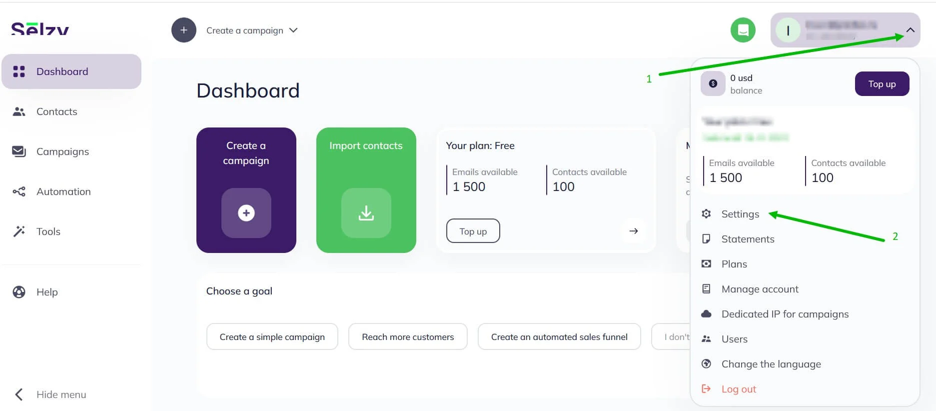 Selzy ESP dashboard