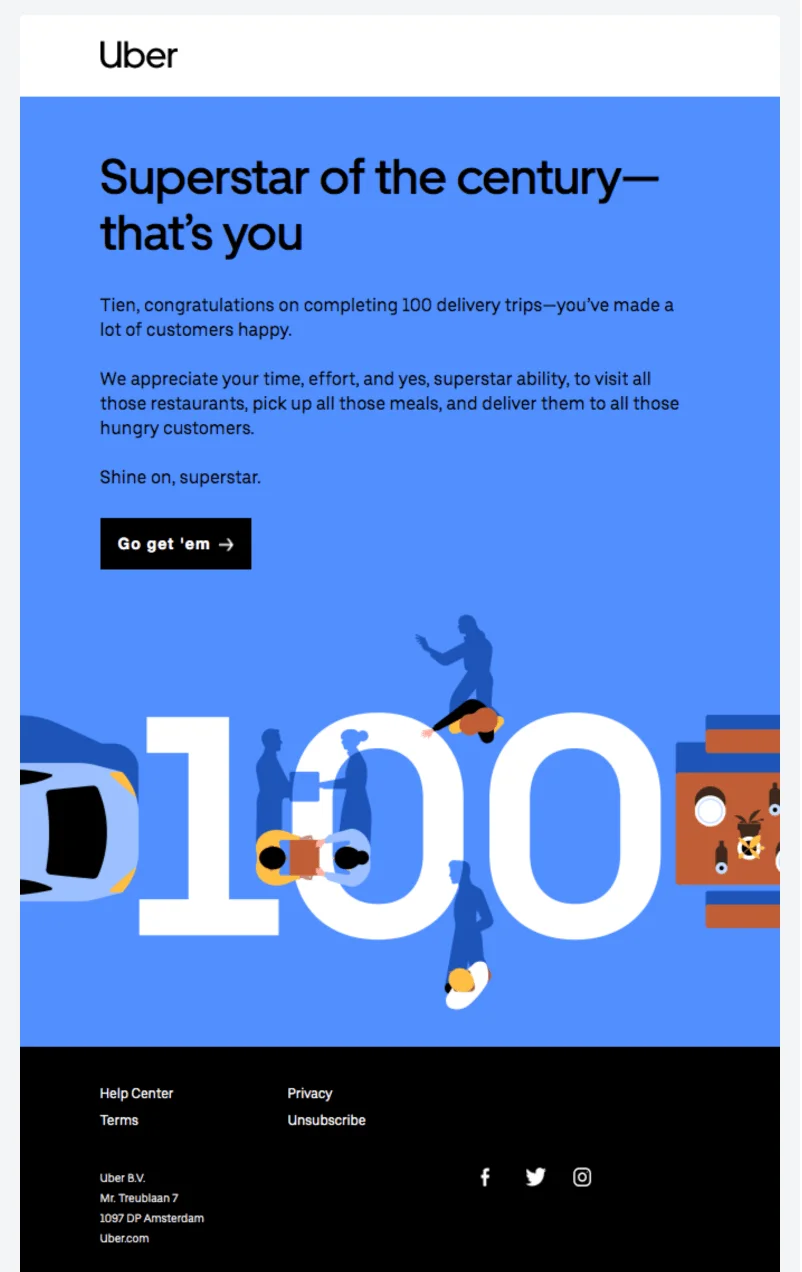 Behavior-based email from Uber
