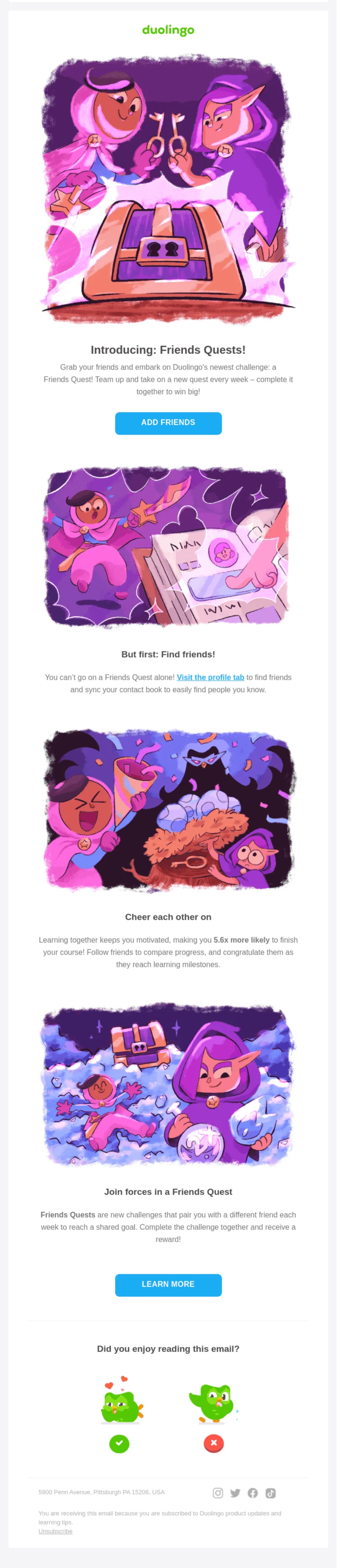 An email from Duolingo