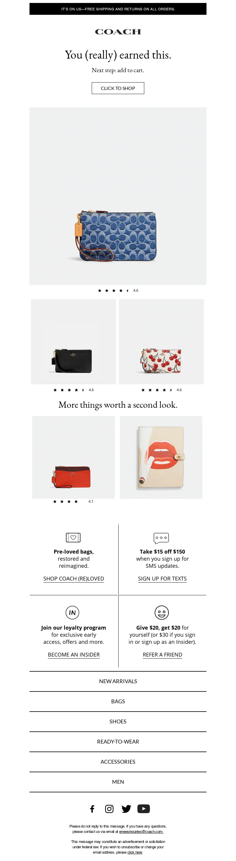 Browse abandonment email from Coach