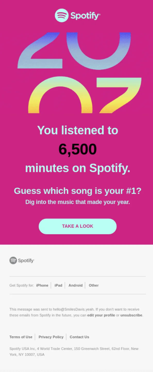 Spotify Wrapped email