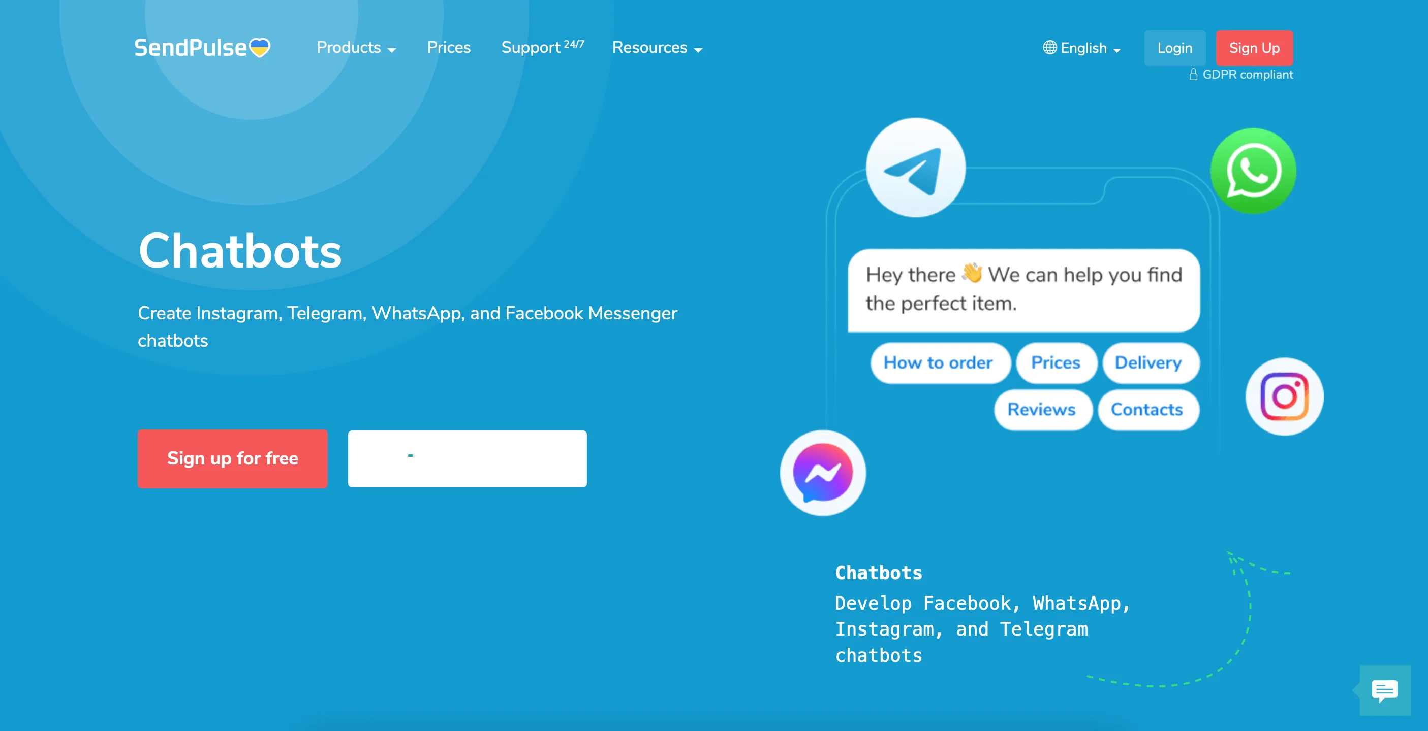 SendPulse’s main page