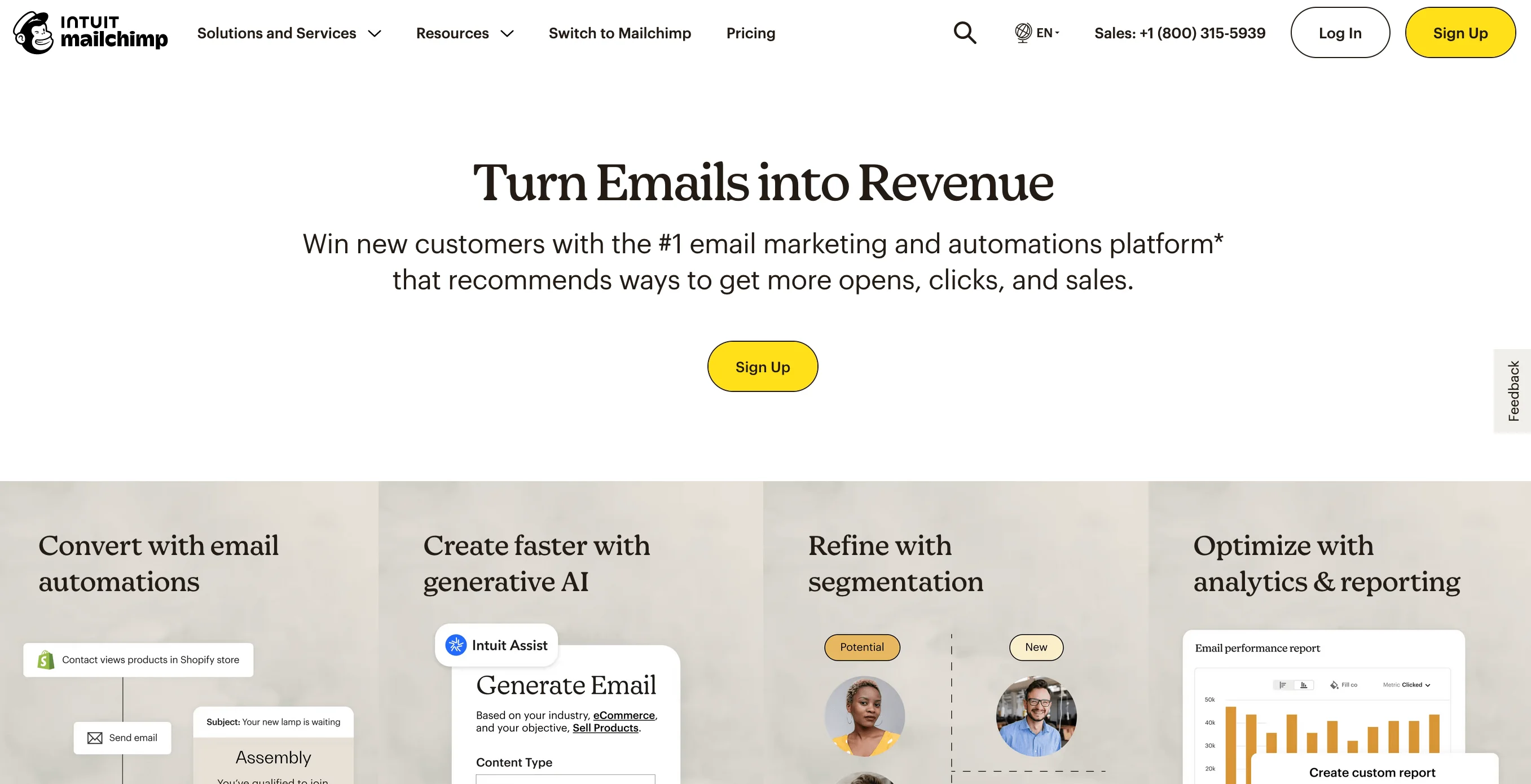 Mailchimp’s main page