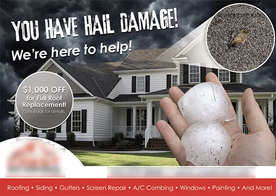 A personalized postcard by a roofing company