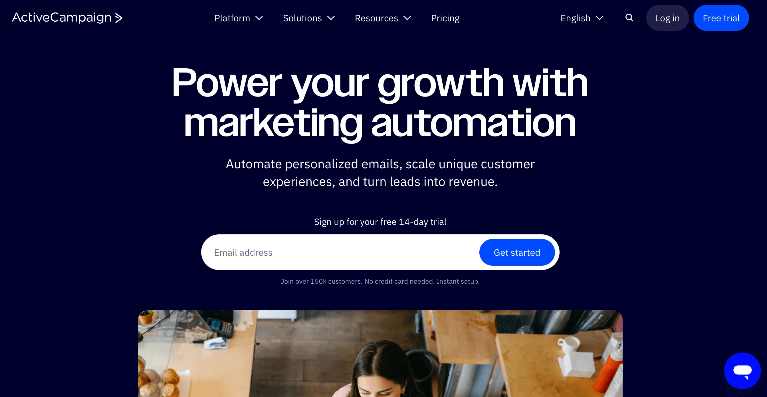 ActiveCampaign’s main page