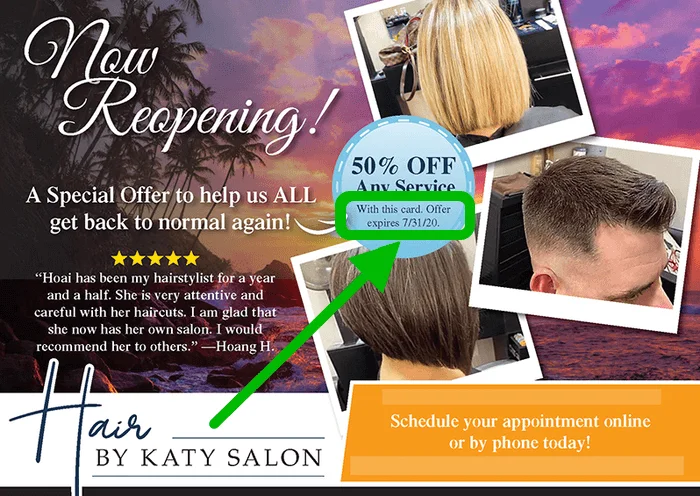 A postcard with a limited-time discount offer