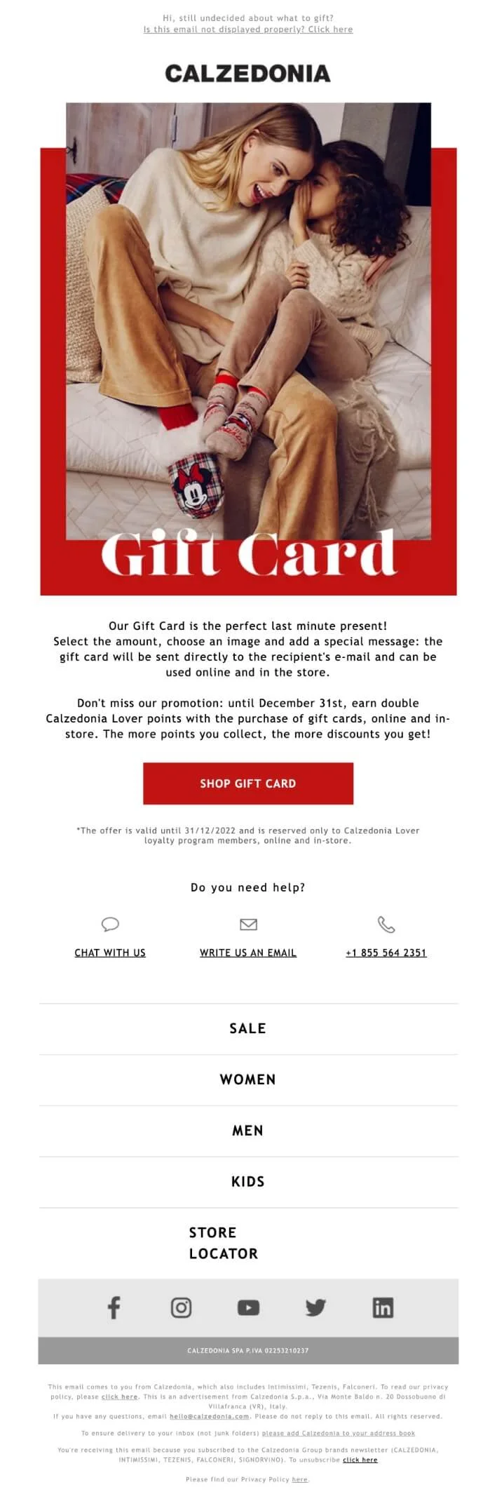 Calzedonis’s promotional email