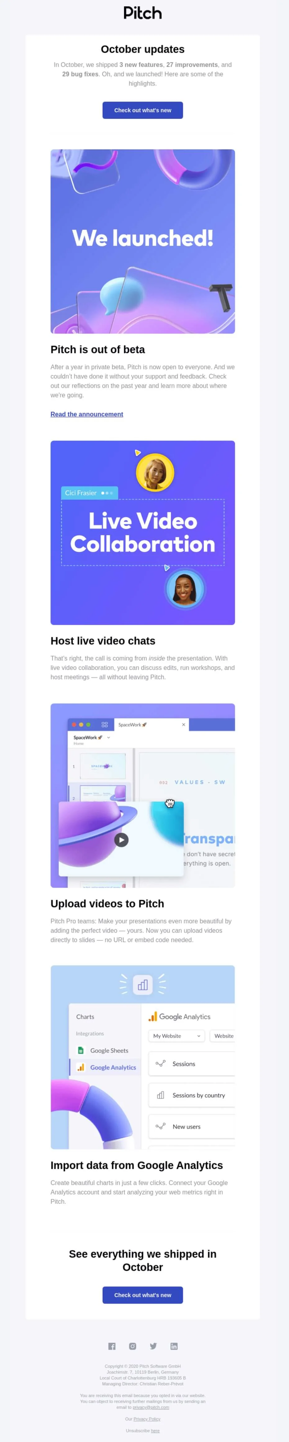 A newsletter from Pitch