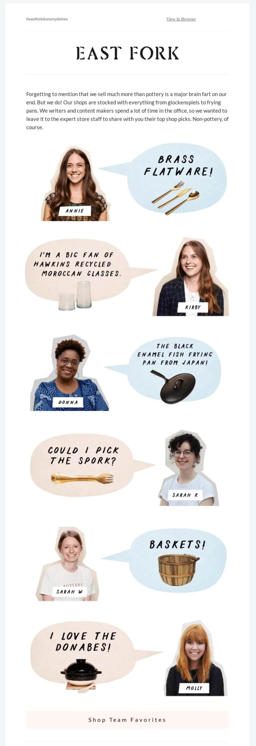 A promotional email from East Fork