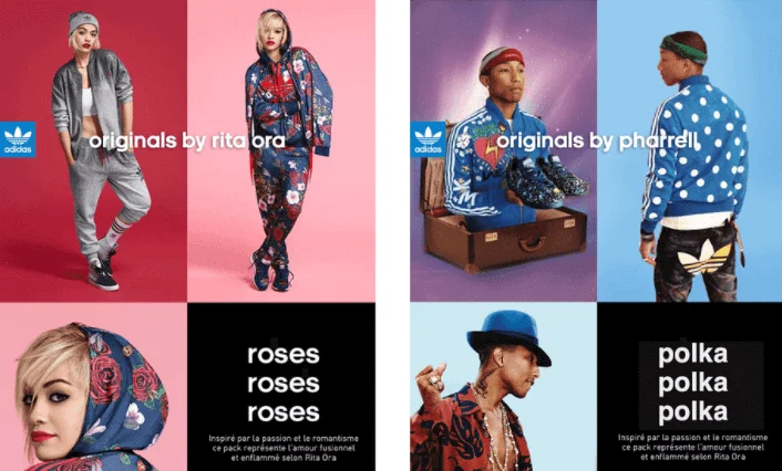 Adidas emails for men and women side-by-side