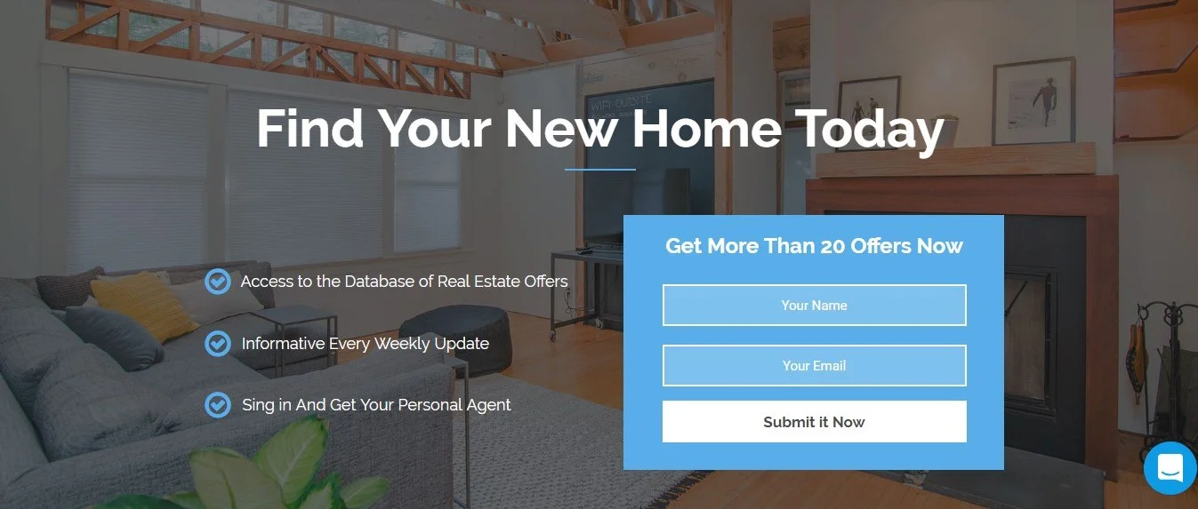 A sign-up landing page example