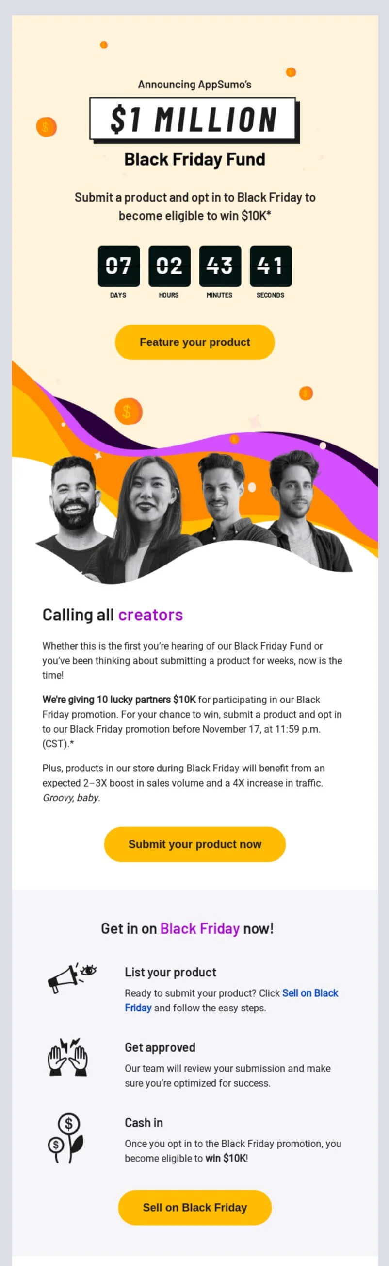 An AppSumo campaign support email