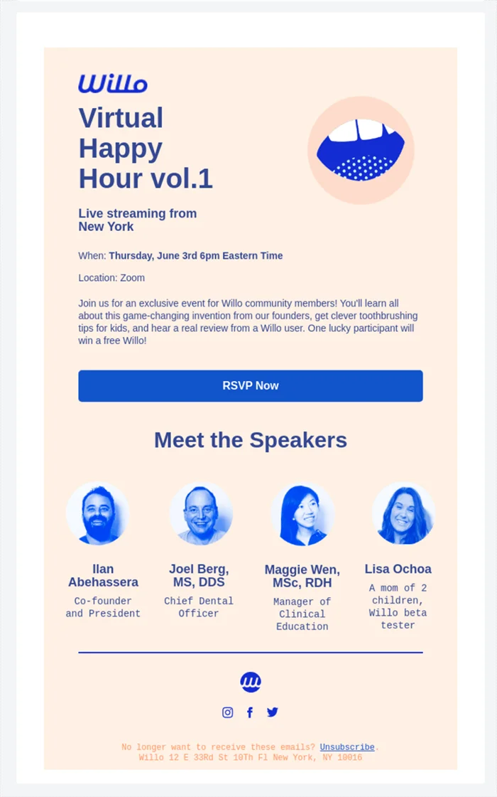 Event announcement, Willo dental newsletter