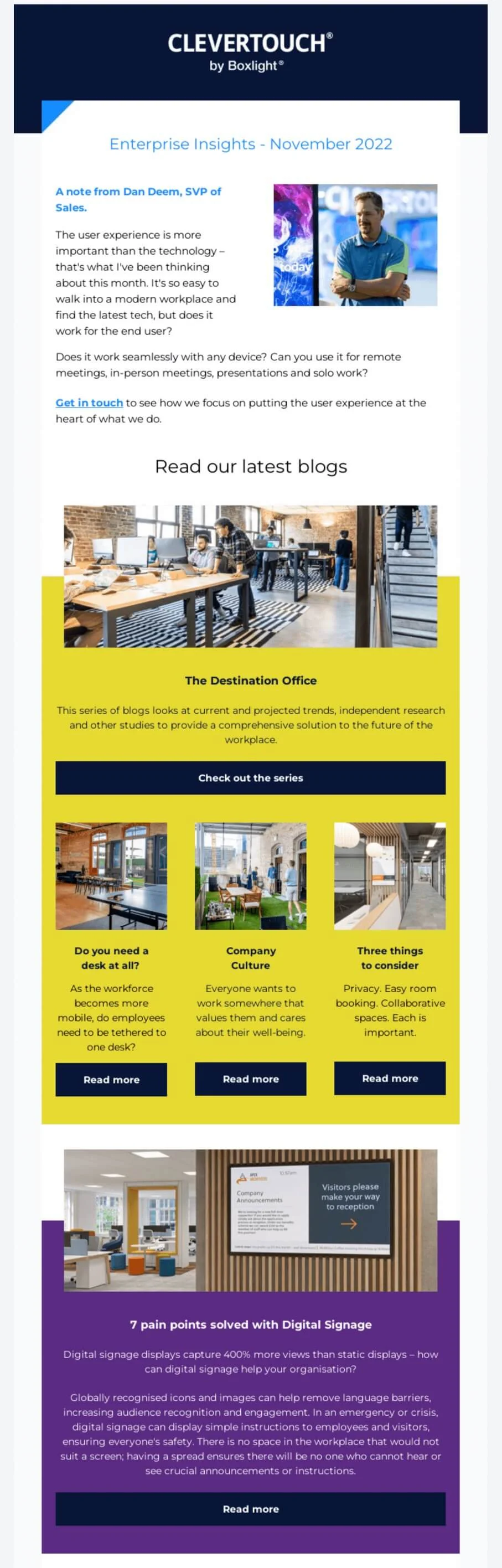 A CleverTouch curated content email