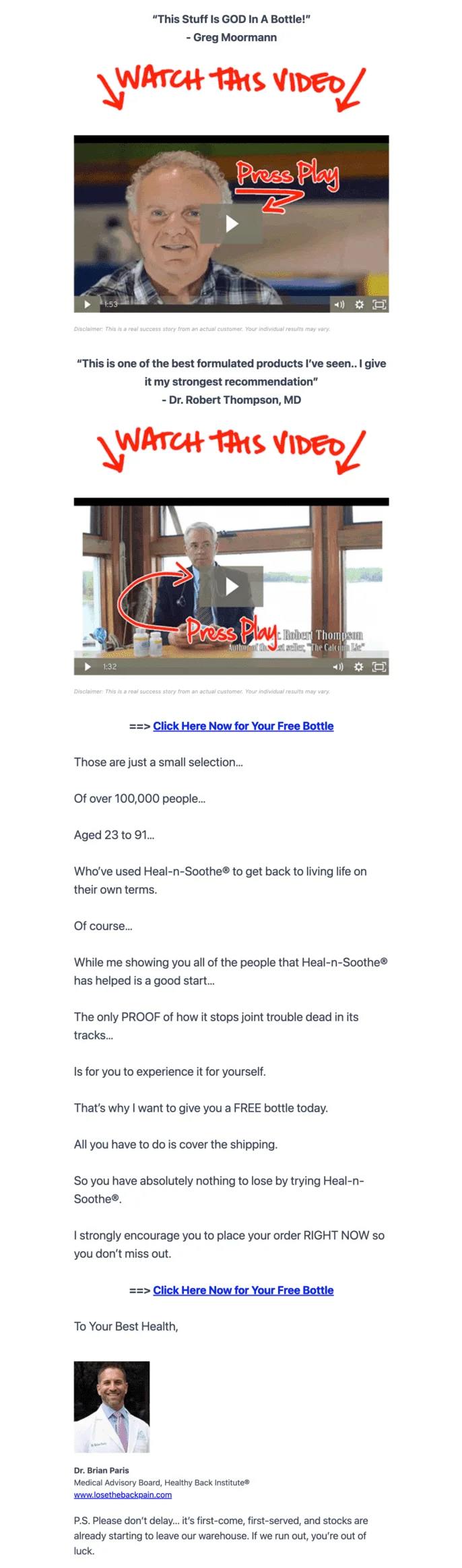 A long email example