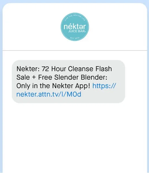 An example of a text message urging recipients to access the app.