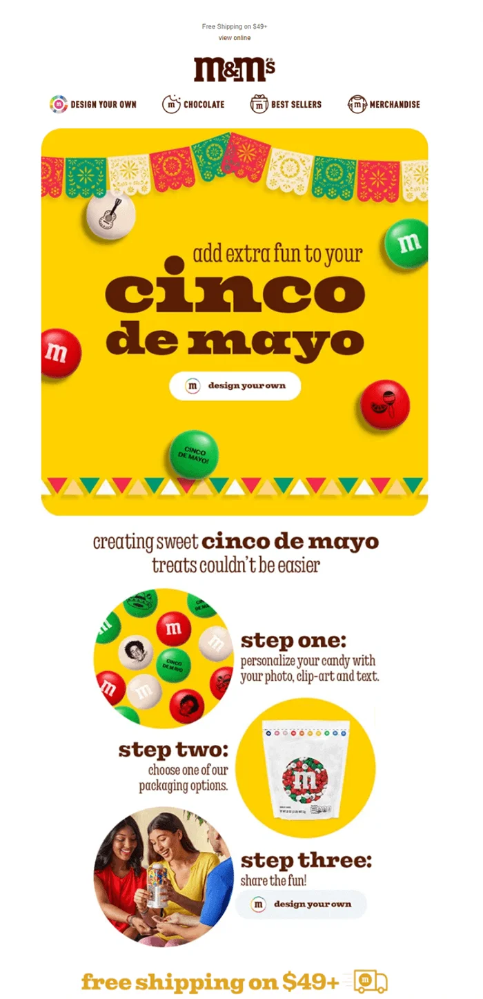 An email with the banner text saying “Add extra fun to your Cinco de Mayo”