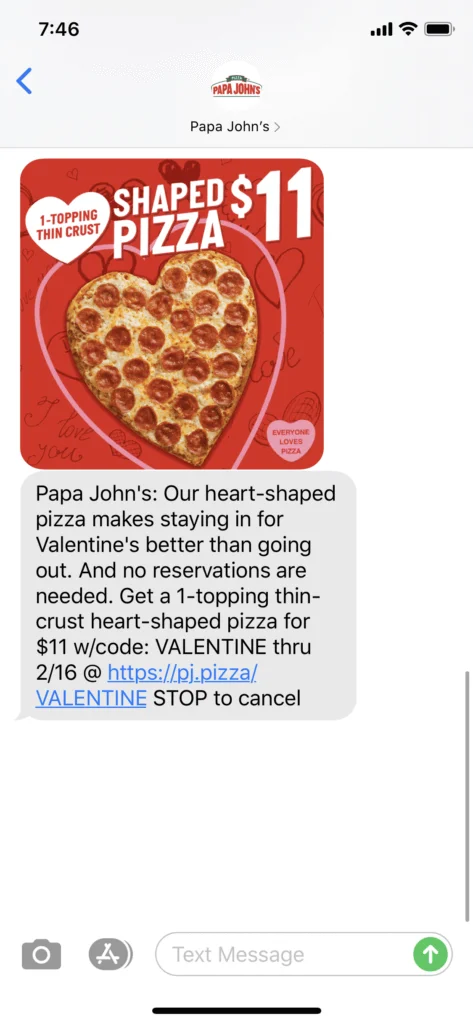 A holiday-themed SMS example