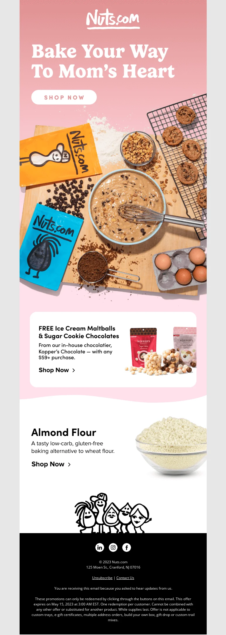 Mother’s Day email subject line example from Nuts.com