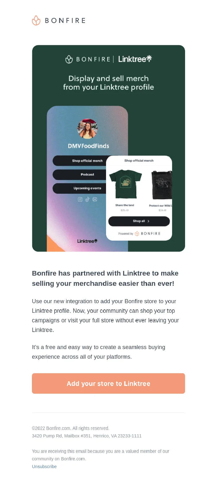 Announcement email example