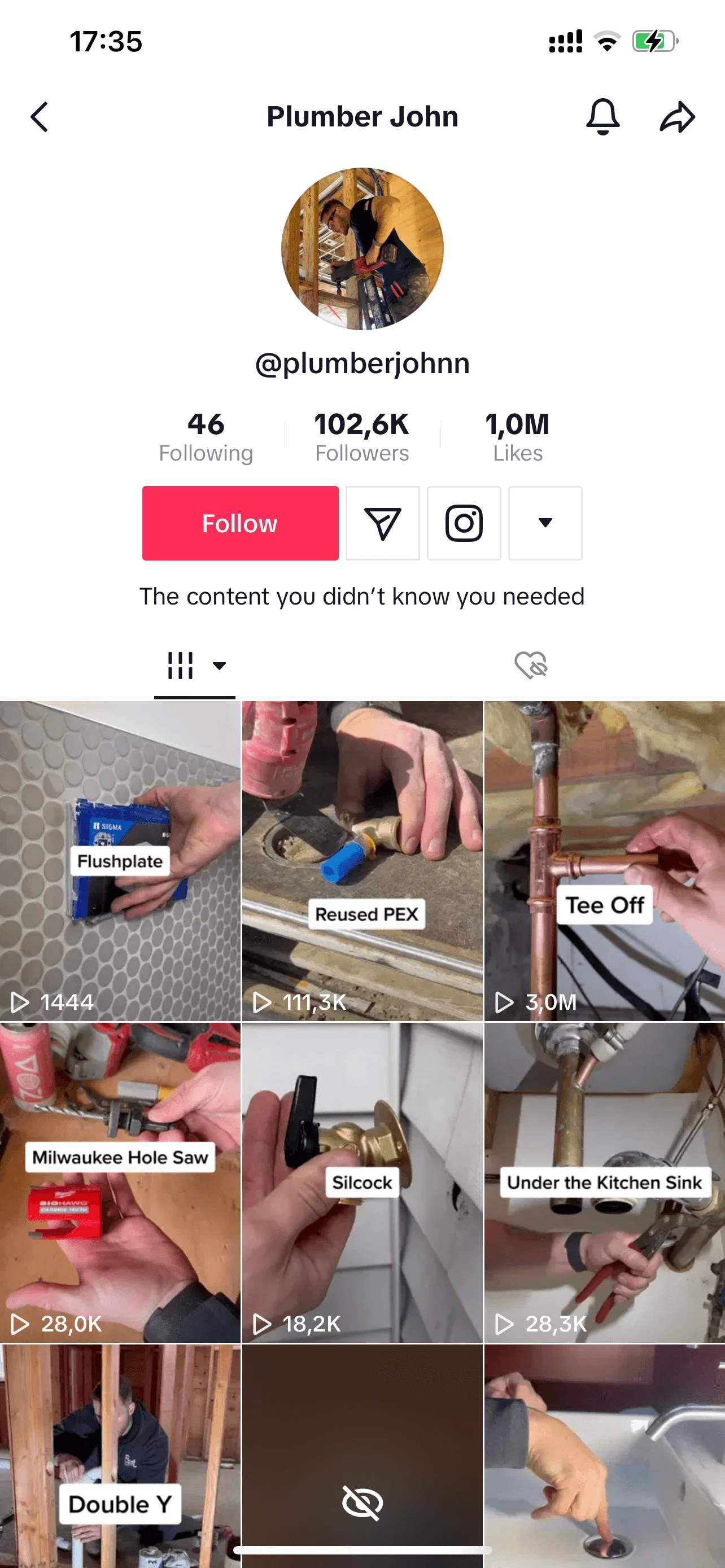 TikTok plumber account