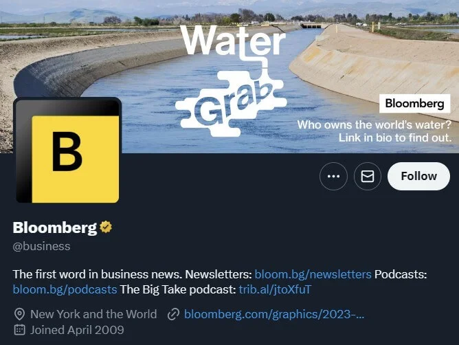 Bloomberg’s profile header on Twitter