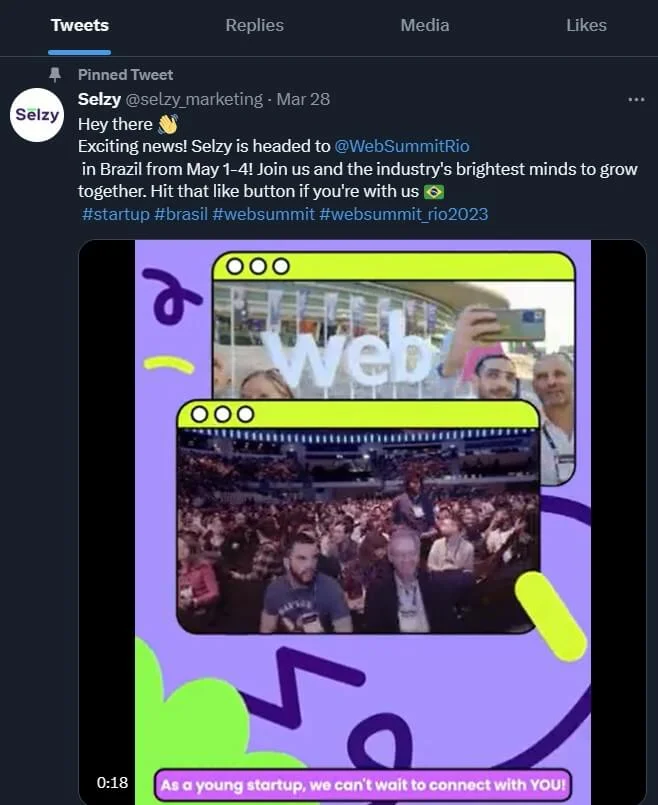Selzy’s pinned tweet