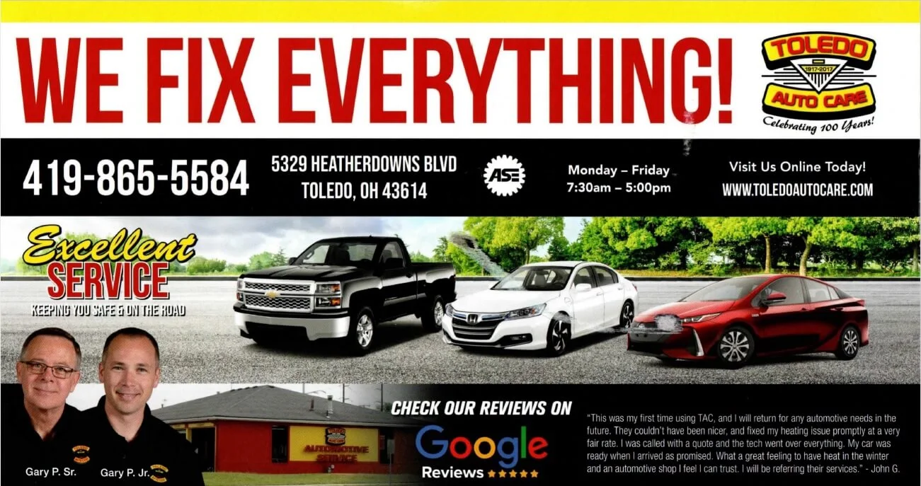 A promotional postcard from Toledo Auto Care