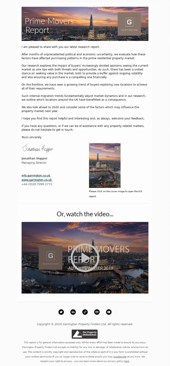 Real estate email example with industry news and trends.