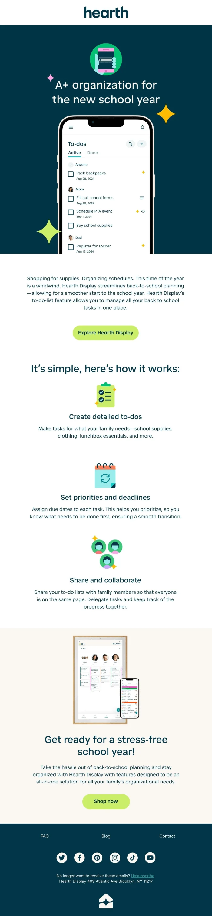 Don’t overload with content email example from Hearth
