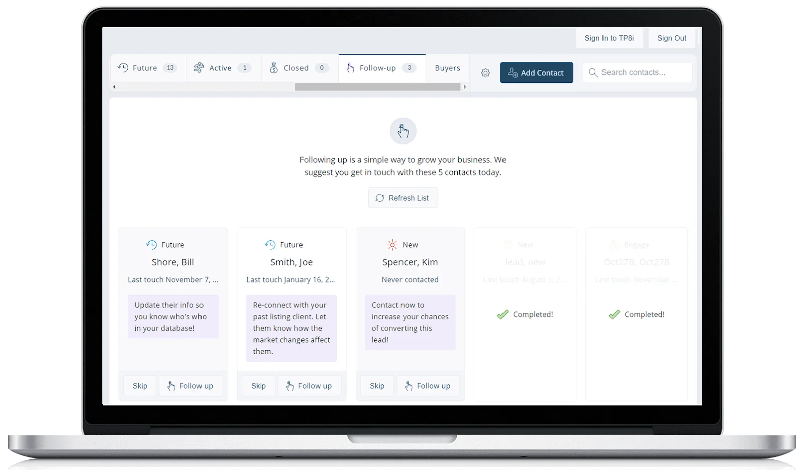 Follow up feature in CRM