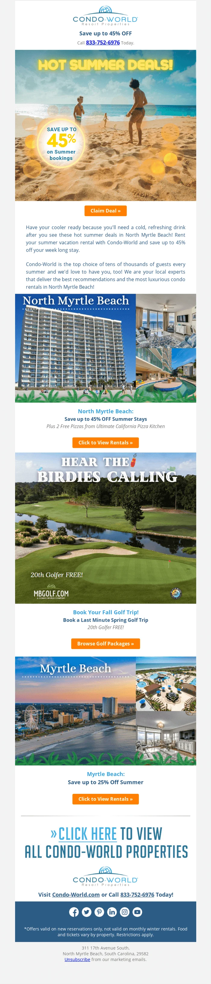 Real estate email example promoting a seasonal discount offer.