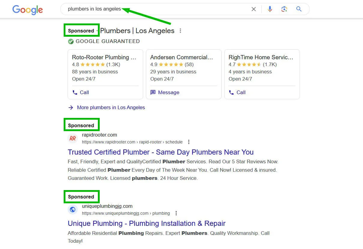 PPC ads on Google Search