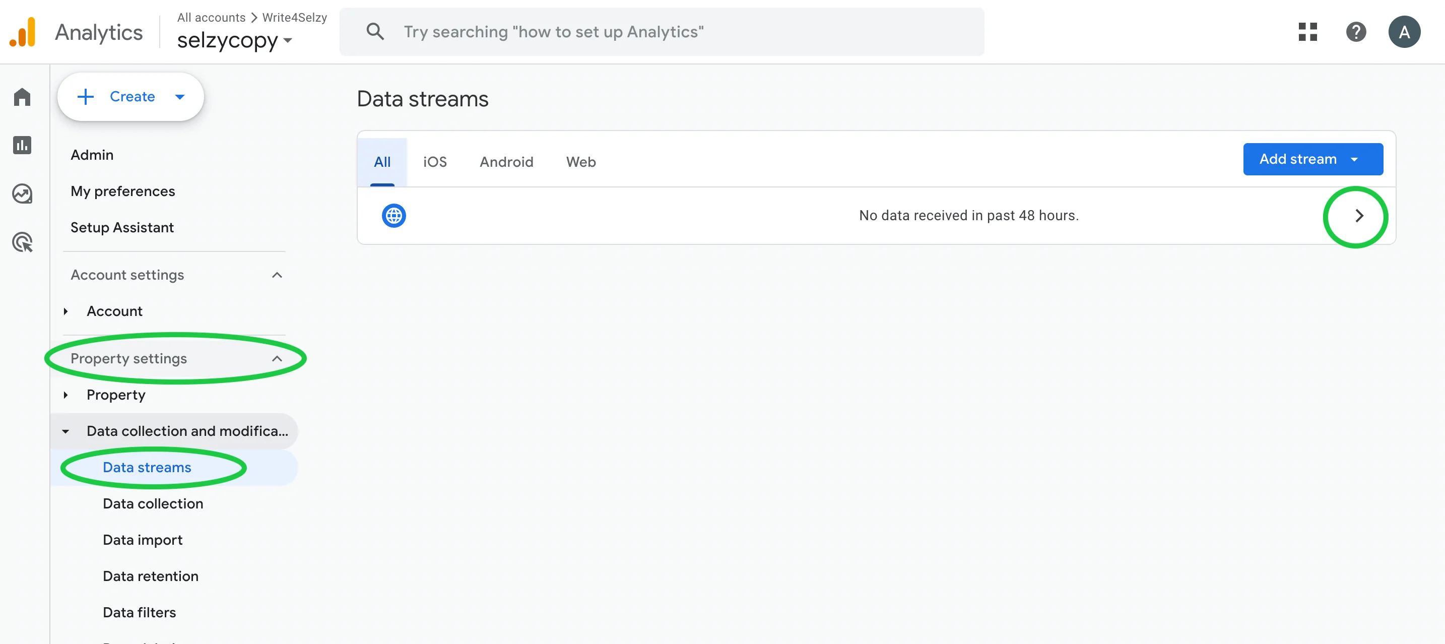 Google Analytics property settings