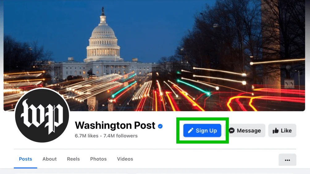 The page has a noticeable blue “Sign in” button