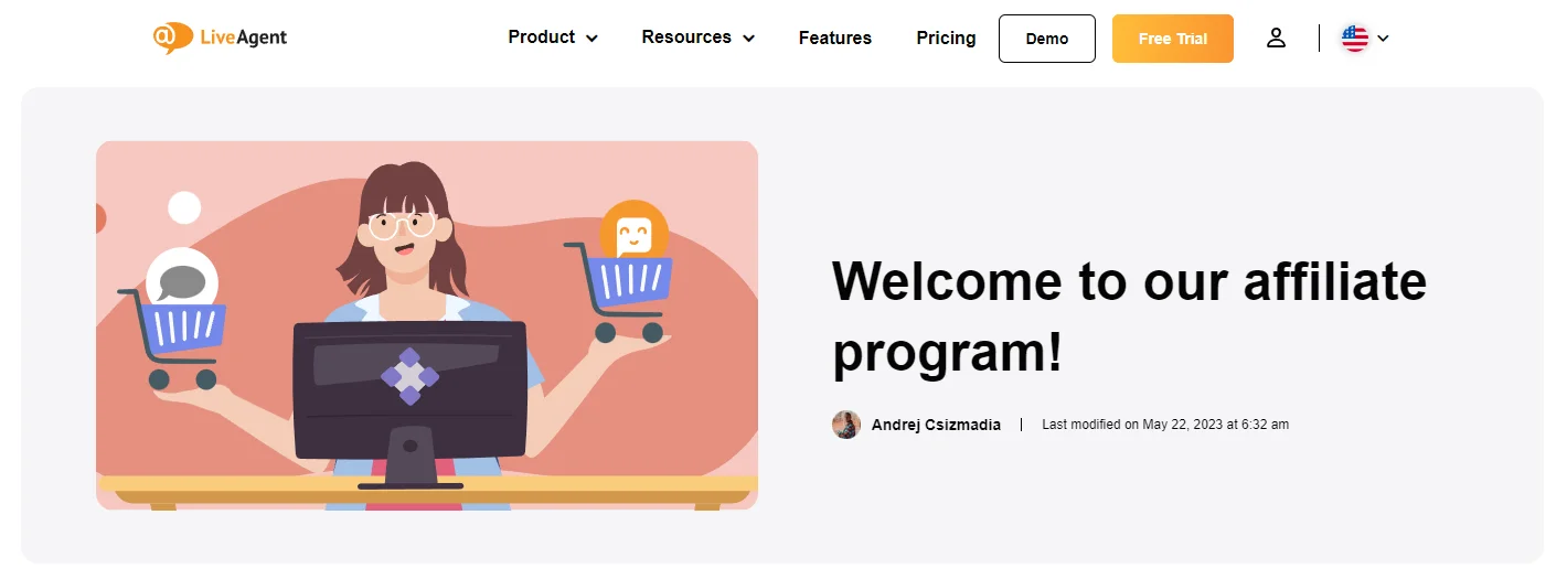 LiveAgent affiliate program gives a $5 bonus to new affiliates and offers 20% recurring commission.