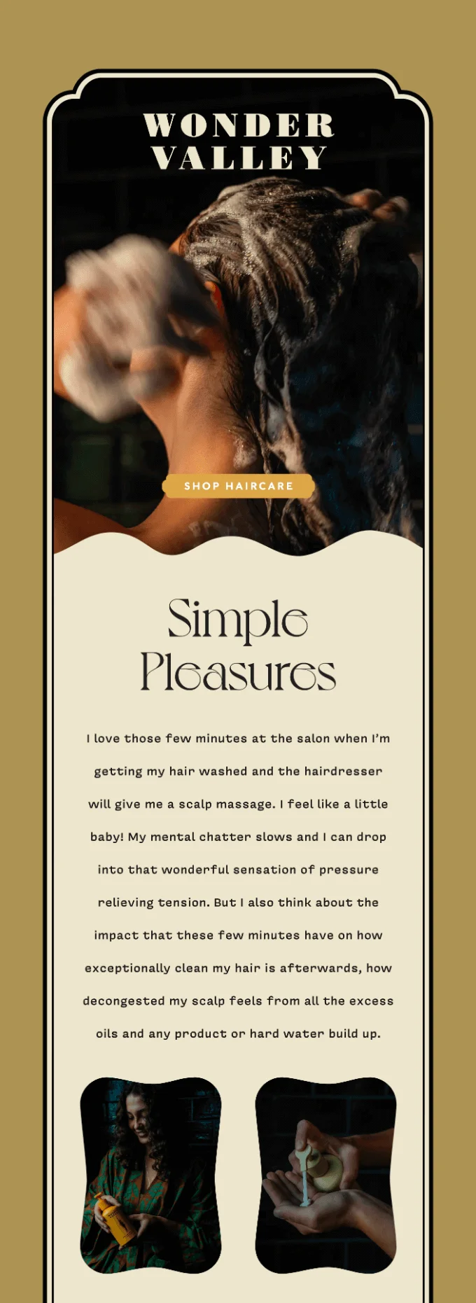 Newsletter describing enjoying your time at the salon when you get your hair washed